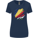 Torn Seychelles Flag Seychellois Day Football Womens Wider Cut T-Shirt Navy Blue