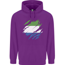 Torn Sierra Leone Flag Leonian Day Football Childrens Kids Hoodie Purple