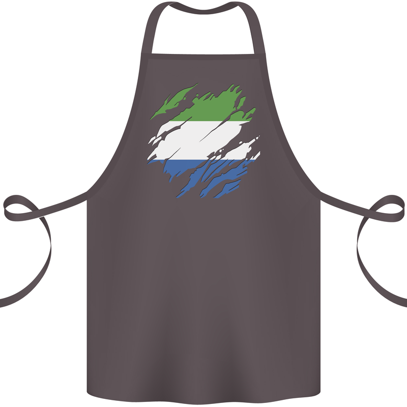 Torn Sierra Leone Flag Leonian Day Football Cotton Apron 100% Organic Dark Grey