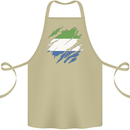 Torn Sierra Leone Flag Leonian Day Football Cotton Apron 100% Organic Khaki