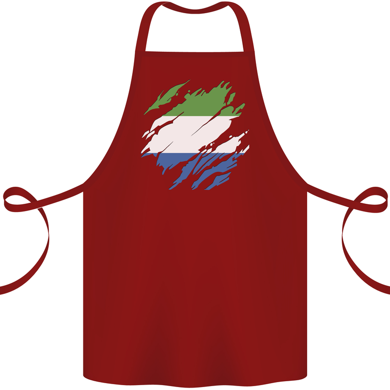 Torn Sierra Leone Flag Leonian Day Football Cotton Apron 100% Organic Maroon