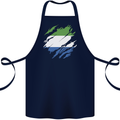 Torn Sierra Leone Flag Leonian Day Football Cotton Apron 100% Organic Navy Blue