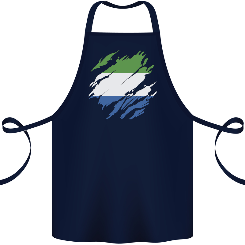 Torn Sierra Leone Flag Leonian Day Football Cotton Apron 100% Organic Navy Blue
