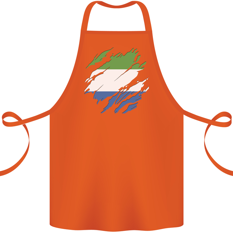 Torn Sierra Leone Flag Leonian Day Football Cotton Apron 100% Organic Orange