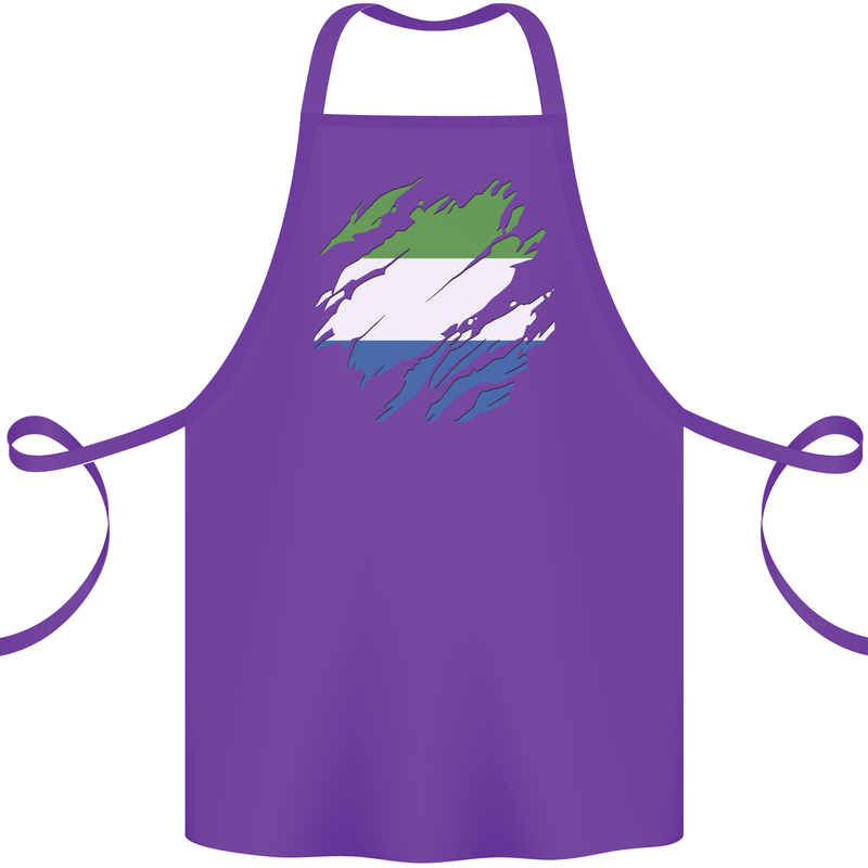 Torn Sierra Leone Flag Leonian Day Football Cotton Apron 100% Organic Purple