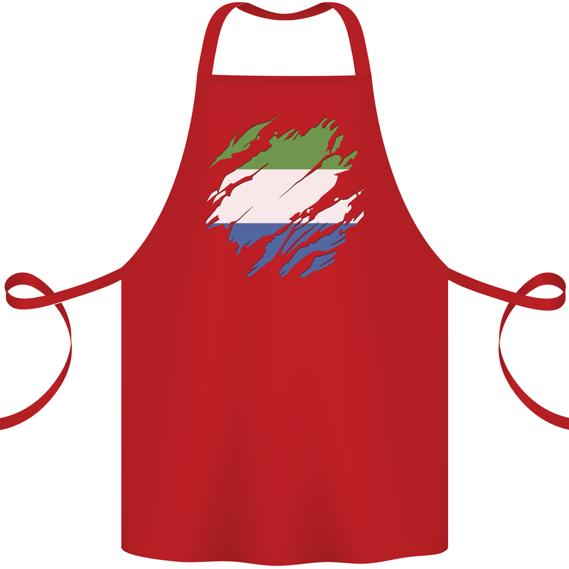 Torn Sierra Leone Flag Leonian Day Football Cotton Apron 100% Organic Red