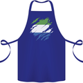 Torn Sierra Leone Flag Leonian Day Football Cotton Apron 100% Organic Royal Blue