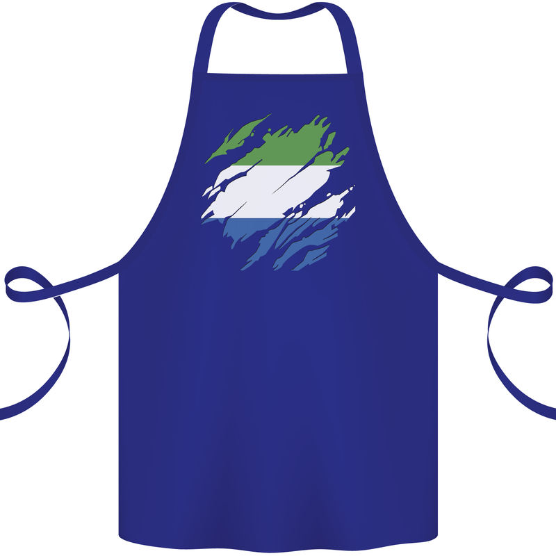 Torn Sierra Leone Flag Leonian Day Football Cotton Apron 100% Organic Royal Blue
