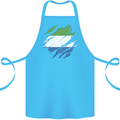 Torn Sierra Leone Flag Leonian Day Football Cotton Apron 100% Organic Turquoise