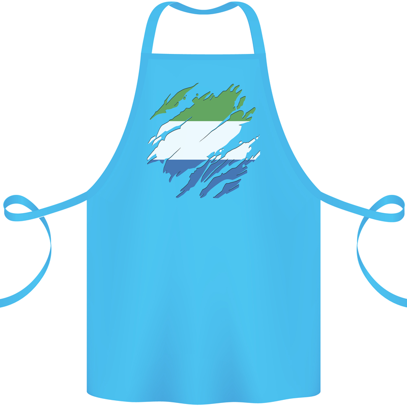 Torn Sierra Leone Flag Leonian Day Football Cotton Apron 100% Organic Turquoise