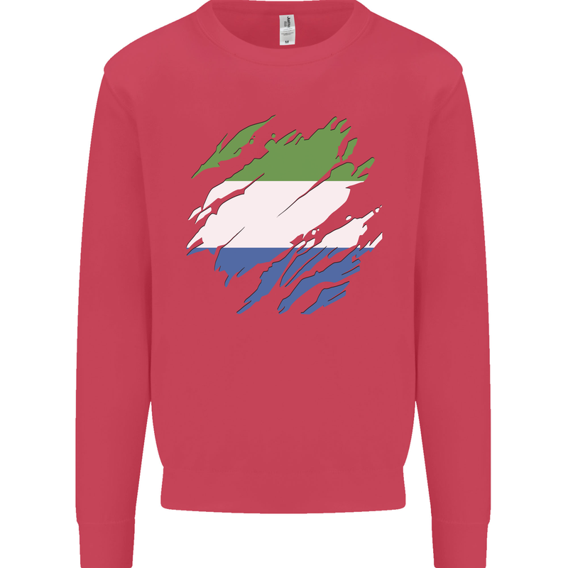 Torn Sierra Leone Flag Leonian Day Football Kids Sweatshirt Jumper Heliconia