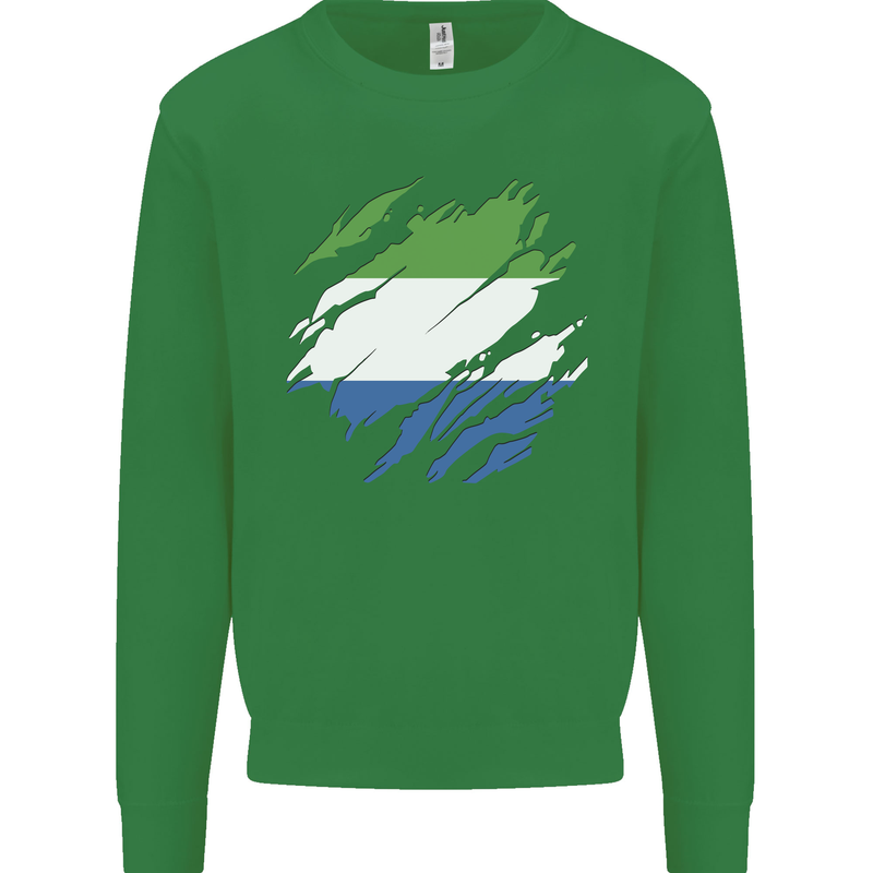 Torn Sierra Leone Flag Leonian Day Football Kids Sweatshirt Jumper Irish Green