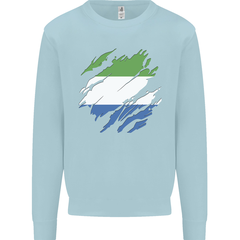 Torn Sierra Leone Flag Leonian Day Football Kids Sweatshirt Jumper Light Blue