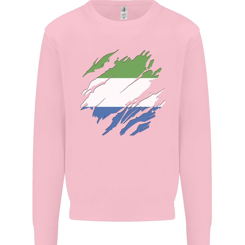 Torn Sierra Leone Flag Leonian Day Football Kids Sweatshirt Jumper Light Pink