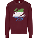 Torn Sierra Leone Flag Leonian Day Football Kids Sweatshirt Jumper Maroon