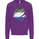 Torn Sierra Leone Flag Leonian Day Football Kids Sweatshirt Jumper Purple