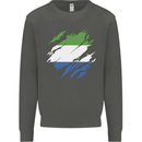 Torn Sierra Leone Flag Leonian Day Football Kids Sweatshirt Jumper Storm Grey