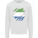 Torn Sierra Leone Flag Leonian Day Football Kids Sweatshirt Jumper White