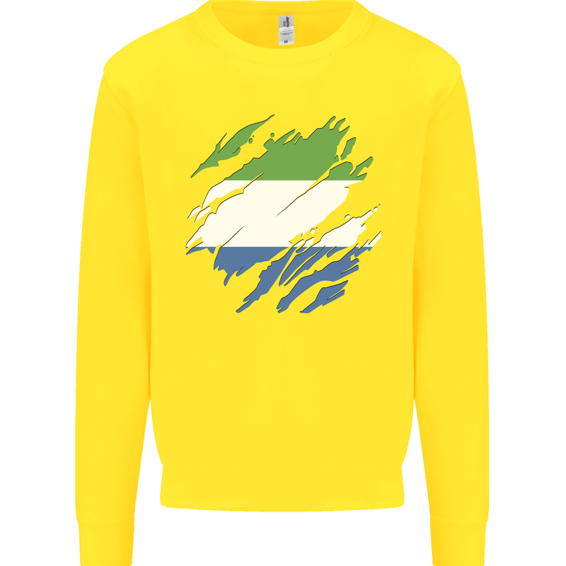 Torn Sierra Leone Flag Leonian Day Football Kids Sweatshirt Jumper Yellow