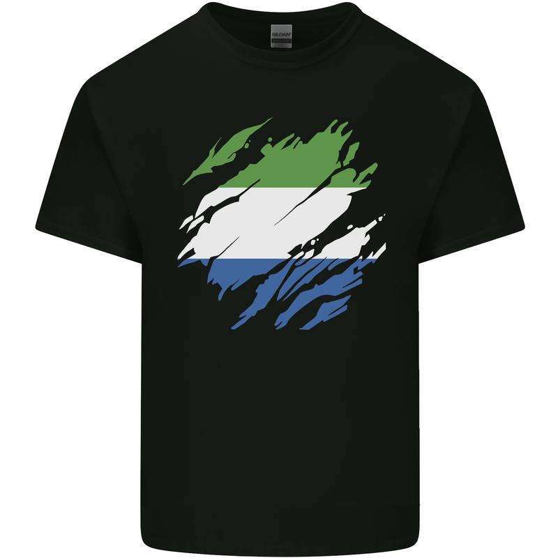 Torn Sierra Leone Flag Leonian Day Football Kids T-Shirt Childrens Black