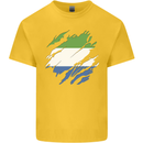 Torn Sierra Leone Flag Leonian Day Football Kids T-Shirt Childrens Yellow