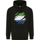 Torn Sierra Leone Flag Leonian Day Football Mens 80% Cotton Hoodie Black