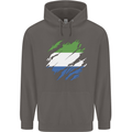 Torn Sierra Leone Flag Leonian Day Football Mens 80% Cotton Hoodie Charcoal