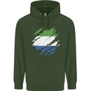 Torn Sierra Leone Flag Leonian Day Football Mens 80% Cotton Hoodie Forest Green