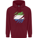 Torn Sierra Leone Flag Leonian Day Football Mens 80% Cotton Hoodie Maroon