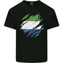 Torn Sierra Leone Flag Leonian Day Football Mens Cotton T-Shirt Tee Top Black