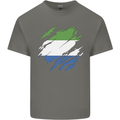 Torn Sierra Leone Flag Leonian Day Football Mens Cotton T-Shirt Tee Top Charcoal