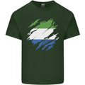 Torn Sierra Leone Flag Leonian Day Football Mens Cotton T-Shirt Tee Top Forest Green