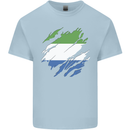 Torn Sierra Leone Flag Leonian Day Football Mens Cotton T-Shirt Tee Top Light Blue