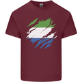 Torn Sierra Leone Flag Leonian Day Football Mens Cotton T-Shirt Tee Top Maroon