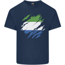 Torn Sierra Leone Flag Leonian Day Football Mens Cotton T-Shirt Tee Top Navy Blue