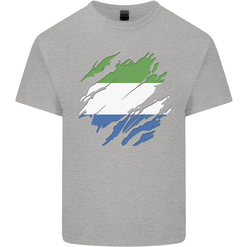 Torn Sierra Leone Flag Leonian Day Football Mens Cotton T-Shirt Tee Top Sports Grey