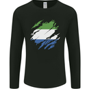 Torn Sierra Leone Flag Leonian Day Football Mens Long Sleeve T-Shirt Black