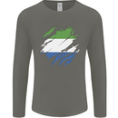 Torn Sierra Leone Flag Leonian Day Football Mens Long Sleeve T-Shirt Charcoal