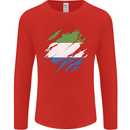 Torn Sierra Leone Flag Leonian Day Football Mens Long Sleeve T-Shirt Red