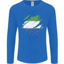 Torn Sierra Leone Flag Leonian Day Football Mens Long Sleeve T-Shirt Royal Blue
