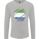 Torn Sierra Leone Flag Leonian Day Football Mens Long Sleeve T-Shirt Sports Grey