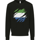 Torn Sierra Leone Flag Leonian Day Football Mens Sweatshirt Jumper Black