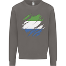 Torn Sierra Leone Flag Leonian Day Football Mens Sweatshirt Jumper Charcoal