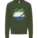 Torn Sierra Leone Flag Leonian Day Football Mens Sweatshirt Jumper Forest Green