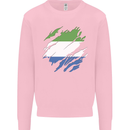 Torn Sierra Leone Flag Leonian Day Football Mens Sweatshirt Jumper Light Pink