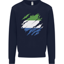 Torn Sierra Leone Flag Leonian Day Football Mens Sweatshirt Jumper Navy Blue