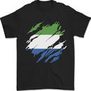 Torn Sierra Leone Flag Leonian Day Football Mens T-Shirt 100% Cotton Black