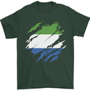 Torn Sierra Leone Flag Leonian Day Football Mens T-Shirt 100% Cotton Forest Green