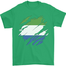 Torn Sierra Leone Flag Leonian Day Football Mens T-Shirt 100% Cotton Irish Green