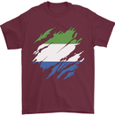 Torn Sierra Leone Flag Leonian Day Football Mens T-Shirt 100% Cotton Maroon
